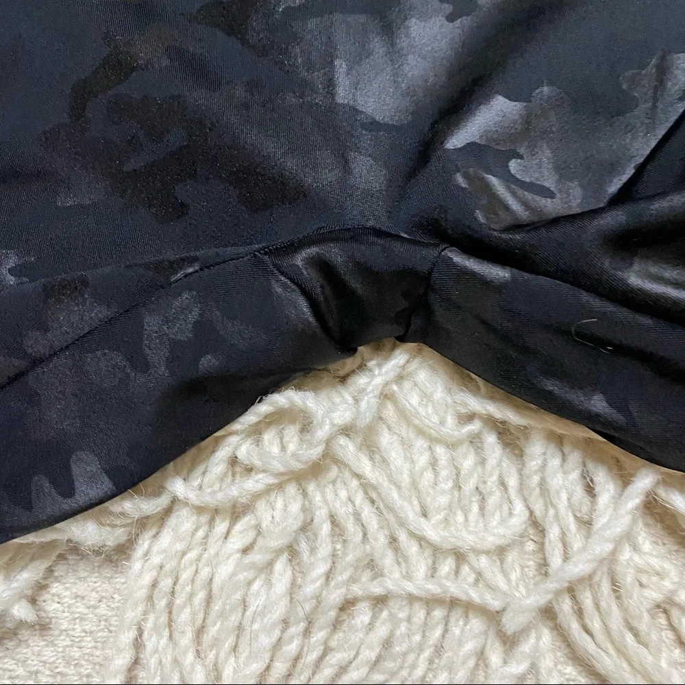 SPANX black faux leather camo leggings XS